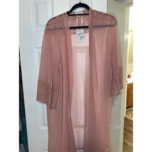 Lace and mesh pink kimono